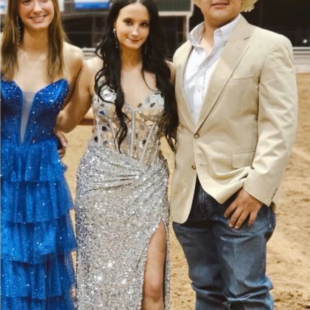 Jasz Couture 7413 Silver Prom Dress